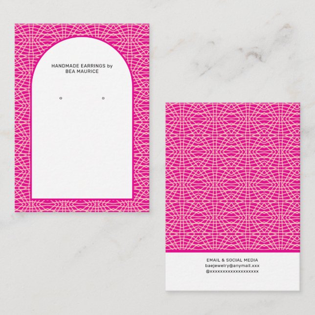 Modern Fuchsia Pink Earring Display Holder Card (Front/Back)