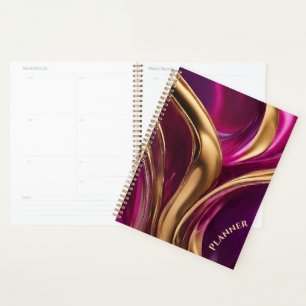 Modern- Fuchsia Purple and Gold- Planner