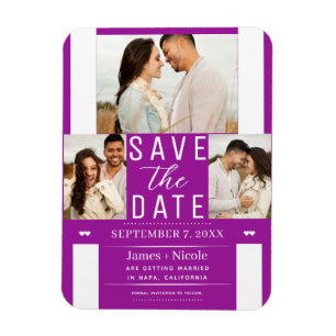 Modern Fuchsia Save the Date Wedding Photo Magnet