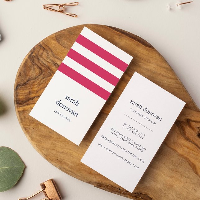 Modern Fuchsia Stripe Business Card (Creator Uploaded)