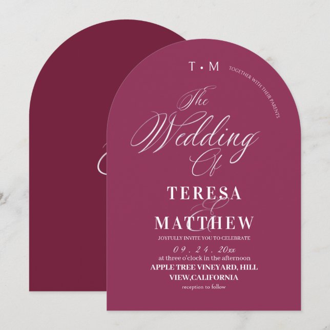 Modern Fuchsia Wedding  Invitation (Front/Back)