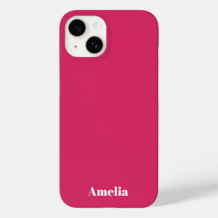 Modern fuchsia white script Personalised Name Case-Mate iPhone 14 Case