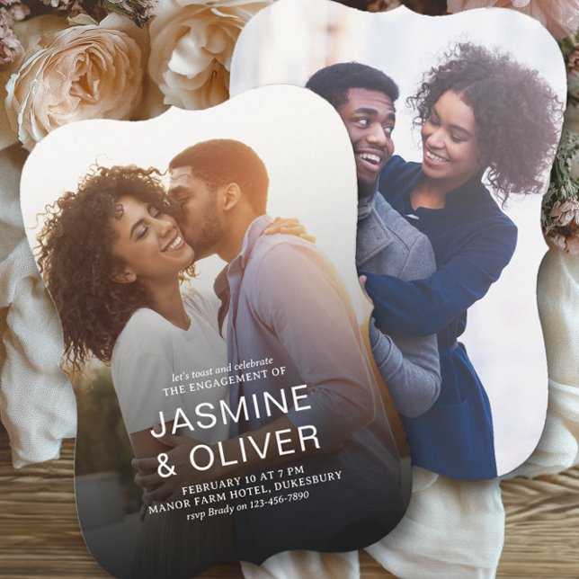 Modern Full Bleed Engagement Photos Wedding Party Invitation (Engagement Photo Invitation from the Engagement Party Invitations collection by Darling & May)