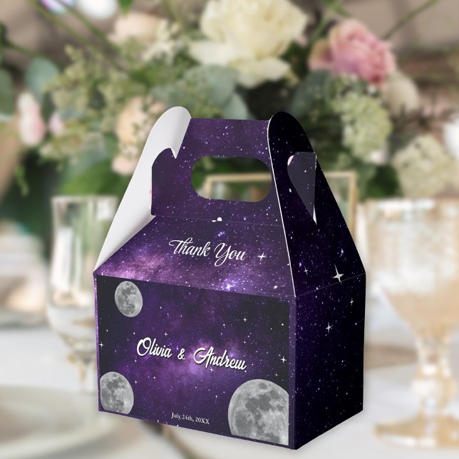 Modern Full Moon Starry Night Wedding Thank You Favour Box (Creator Uploaded)