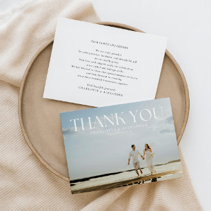 Modern Full Photo Bold Wedding Thank You Card