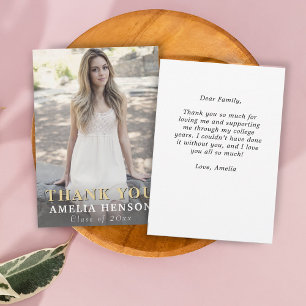 Modern Full Photo Graduation Thank You Card