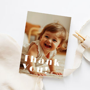 Modern Full Photo Overlay Kids Birthday Thank You Card