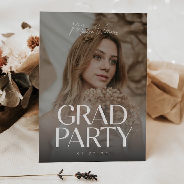 Modern Full Photo Script Graduation Party Invitation (Creator Uploaded)