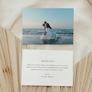 Modern Full Photo Script Lettering Wedding Thank You Card