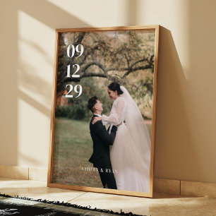 Modern Full Photo Wedding Date Custom Poster