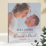 Modern Full Photo Wedding Rehearsal Dinner Welcome Faux Canvas Print<br><div class="desc">This simply chic wedding rehearsal dinner welcome sign features your favourite photo and black text, including your first names in a lively whimsical script. You can change the font and the wording to suit your style. Depending on the colour of your photo, you might prefer white text-in that case, please...</div>