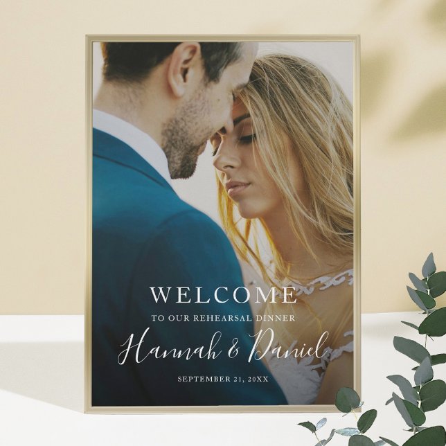 Modern Full Photo Wedding Rehearsal Dinner Welcome Poster (Creator Uploaded)