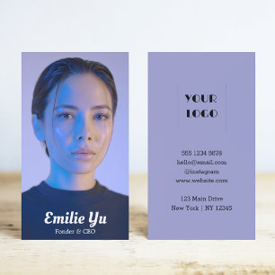 Modern Full Vertical Photo Business Card 