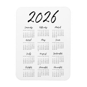 Modern full year 2022 calendar magnet