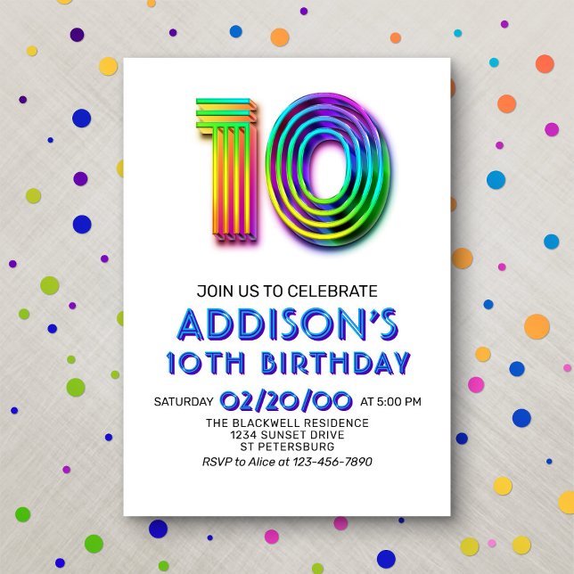 Modern Fun 10th Birthday Invitation (Creator Uploaded)