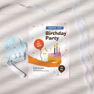 Modern Fun 18th Birthday Invitation
