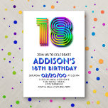 Modern Fun 18th Birthday Invitation<br><div class="desc">This birthday design will get you in the groove. Grooves. Whatever. Featuring bold, retro typography in a colourful chrome style, this design is the simplest path to a party. The rainbow colour scheme lends a fun, quirky, flavour to the design and the chrome brings the disco dance-floor dynamics. Perfect for...</div>