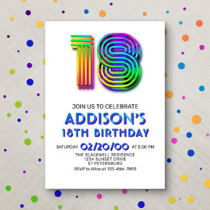 Modern Fun 18th Birthday Invitation