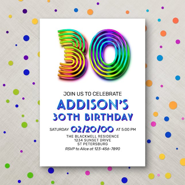 Modern Fun 30th Birthday Invitation (Creator Uploaded)