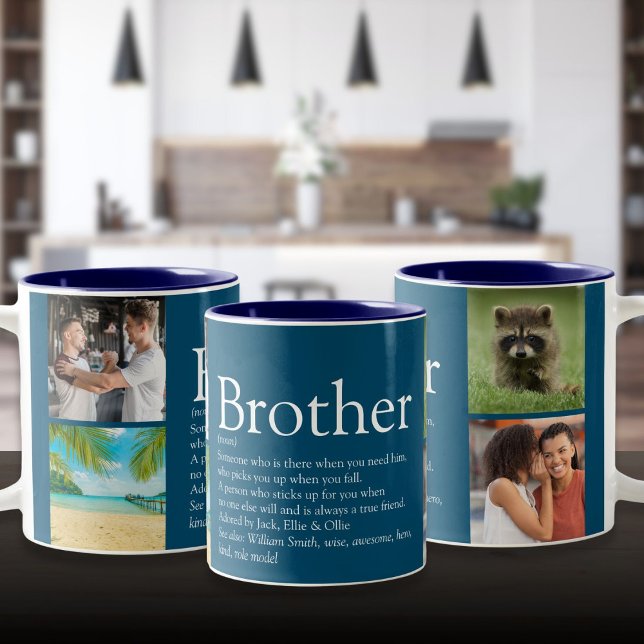 Modern Fun 4 Photo Collage Brother Definition  Two-Tone Coffee Mug (Modern Fun 4 Photo Collage Brother Definition Two-Tone Coffee Mug)