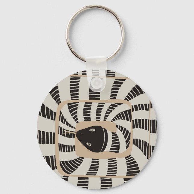 Modern Fun Abstract Striped Snake | Snake Lovers Key Ring (Front)