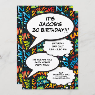 Modern Fun Birthday Party Comic Book Any Age Invitation
