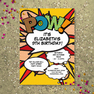 Modern Fun Birthday Party Comic Book Any Age Invitation