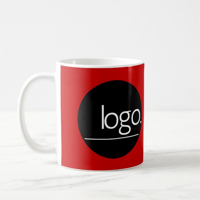 MODERN FUN BOLD MAKE YOUR OWN LOGO BRANDED RED COFFEE MUG (Left)