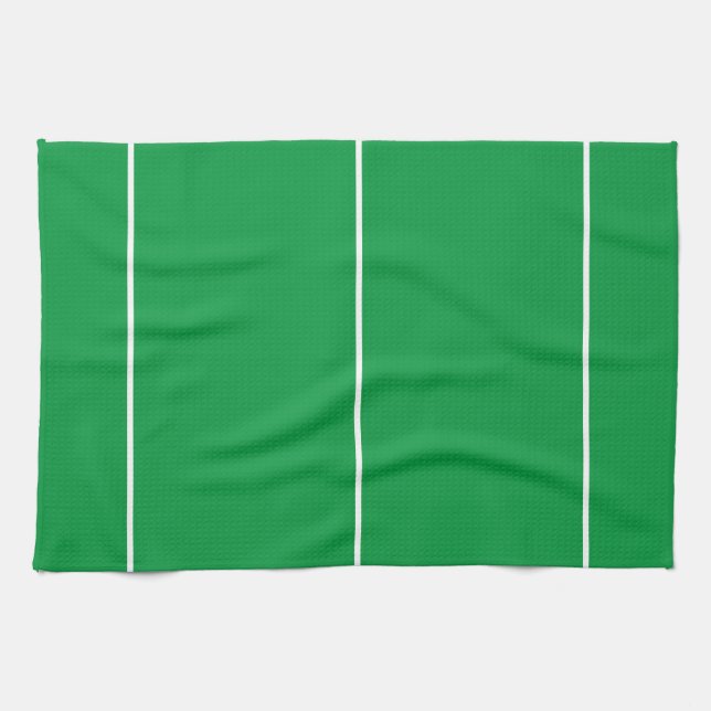 Modern Fun Bright Kelly Green Slim White Stripes Tea Towel (Horizontal)