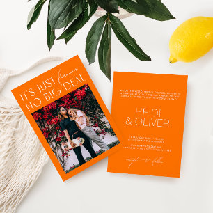 Modern Fun Bright Orange Photo Wedding Invitation