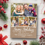 Modern Fun Calligraphy 4 Photo Kraft Holiday Postcard<br><div class="desc">Modern Fun Calligraphy Script Happy Holidays 4 Photo Kraft Holiday Postcard</div>