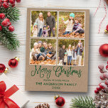 Modern Fun Calligraphy Christmas Kraft 4 Photo Postcard<br><div class="desc">Modern Fun Calligraphy Script Merry Christmas 4 Photo Kraft Holiday Postcard</div>