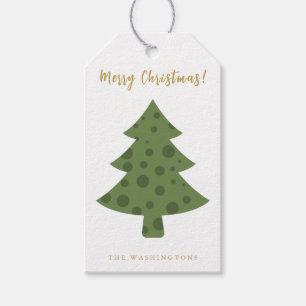Modern Fun Calligraphy Christmas Tree Gift Tags