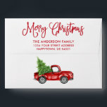 Modern Fun Calligraphy Christmas Vintage Red Truck Envelope<br><div class="desc">Modern Fun Calligraphy Script Merry Christmas Vintage Red Truck with Christmas Tree Envelope</div>
