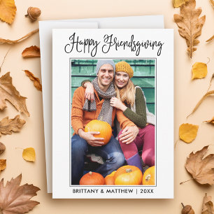 Modern Fun Calligraphy Friendsgiving Photo Holiday Card