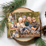 Modern Fun Calligraphy Merry Christmas 4 Photo Postcard<br><div class="desc">Modern Fun Calligraphy Script Merry Christmas Family 4 Photo Postcard</div>