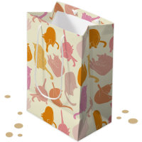 Modern Fun Cat Pattern Pink Orange Peach