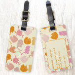 Modern Fun Cat Pattern Pink Orange Personalised Luggage Tag<br><div class="desc">Fun modern kitty cat pattern in pink and orange on a cream background. Original art by Nic Squirrell. Perfect for animal lovers. Change the details on the reverse to personalise.</div>