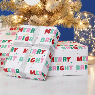 Modern Fun Colorful Merry & Bright Christmas Wrapping Paper