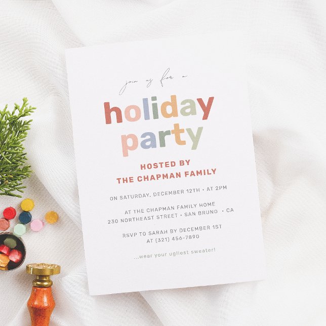 Modern Fun & Colourful Christmas Holiday Party Invitation (Creator Uploaded)