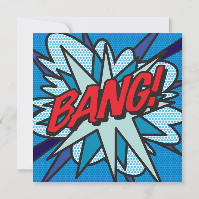 Modern Fun Colourful Comic Book Bang Invitation (Front)