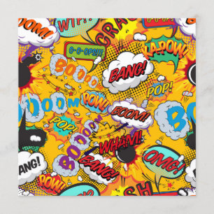 Modern Fun Colourful Comic Book Shout Outs Invitation