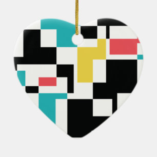 Modern, fun, colourful geometric graphic design ceramic tree decoration