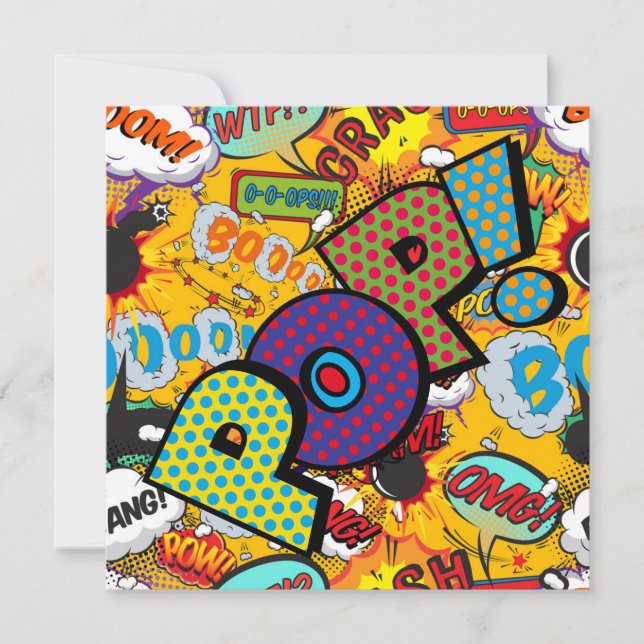 Modern Fun Colourful POP Comic Book Invitation (Front)