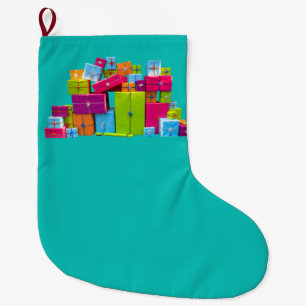 Modern fun colourful presents Christmas Large Christmas Stocking