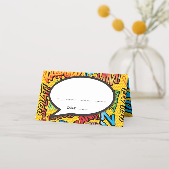 Modern Fun Colourful Speech Bubble Place Card (Front)