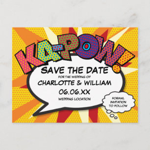 Modern Fun Comic Book KA-POW Save the Date Postcard