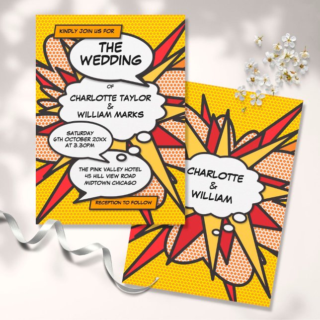 Modern Fun Comic Book Pop Art Wedding Invitation (Creator Uploaded)