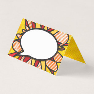 Modern Fun Comic Book Wedding Place card