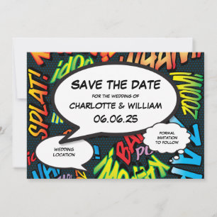 Modern Fun Comic Book Wedding Save The Date